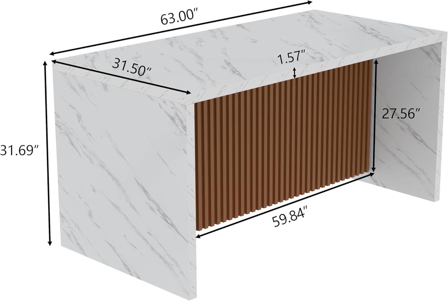 63" Marble Dining Table for 4-6 People with LED Lights T639