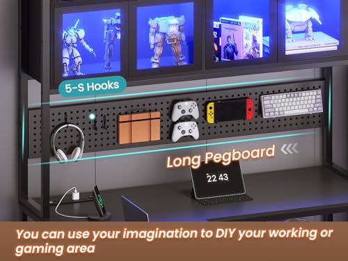 L Shaped Gaming Desk with Drawers and Storage Shelves J4846