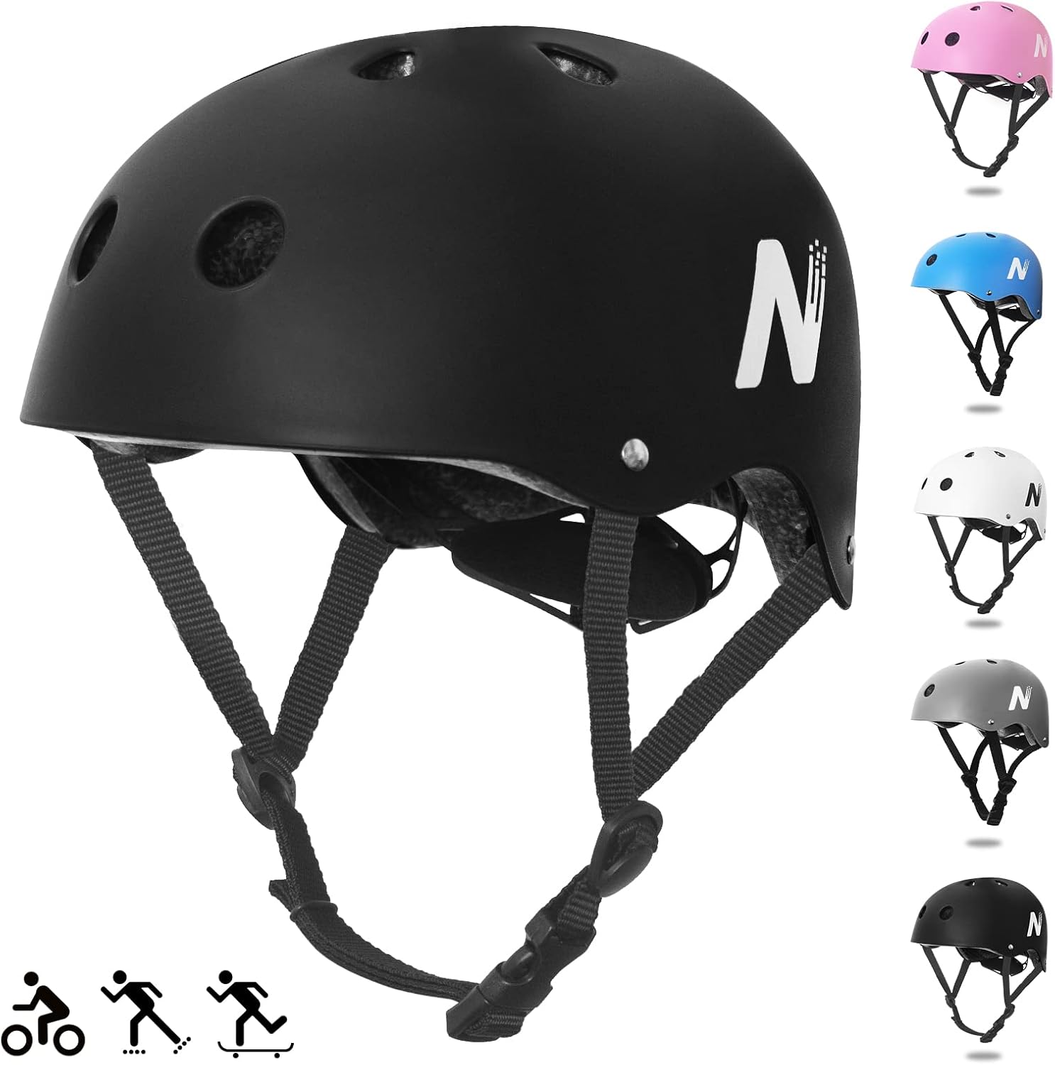 Nattork Skateboard Helmet Protective Gear for Kids，Multi-Sport Scooter Helmet with Removable Liner for Bike, Scooter, Inline Skate, Roller Skate, Suitable for Kids Youth Adults