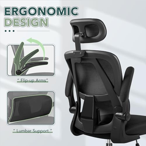 Ergonomic High Back Office Chair with Breathable Mesh Seat, Black W293364