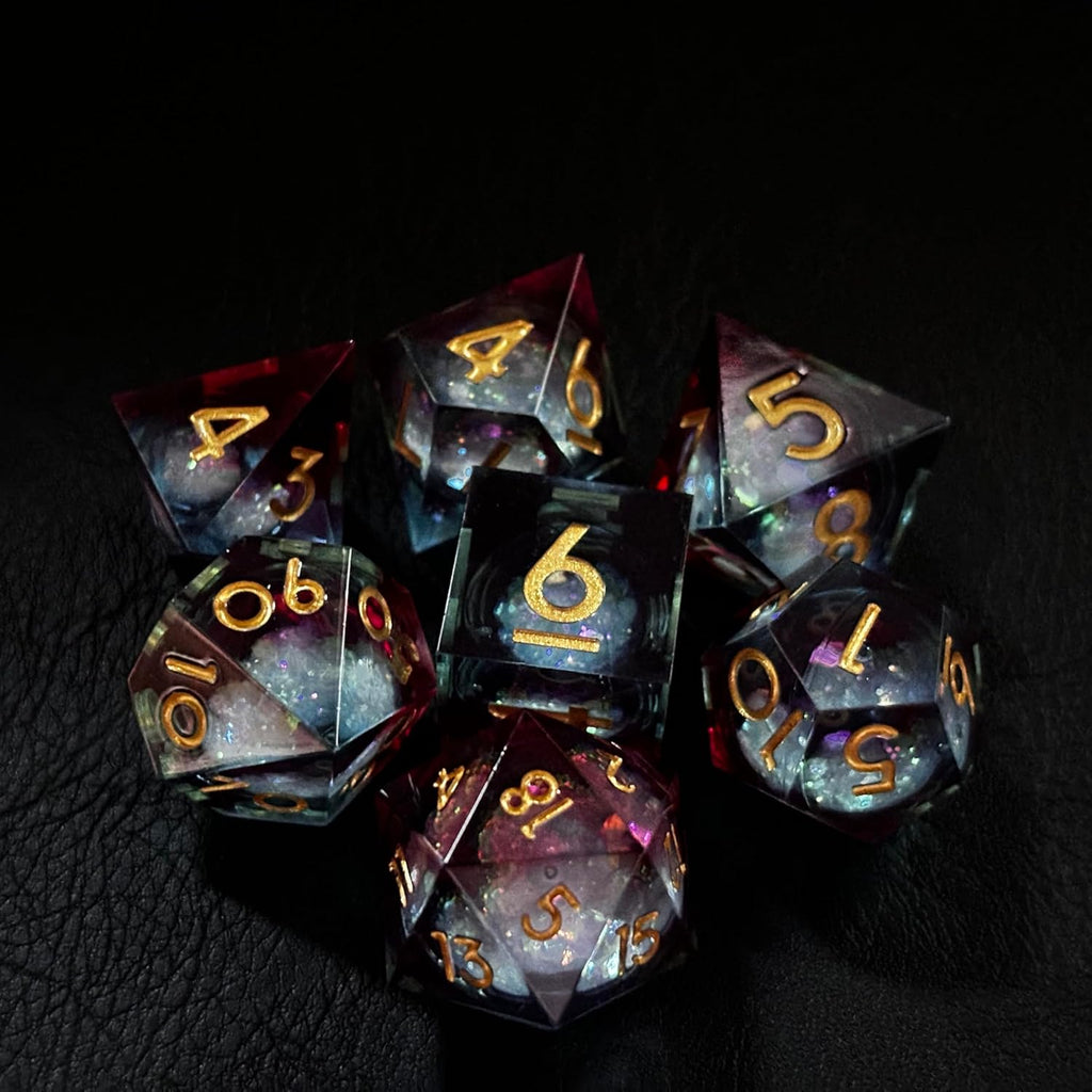 Floating Liquid Core Dice Set 7 Pieces Polyhedral for Dungeons and Dragons H633