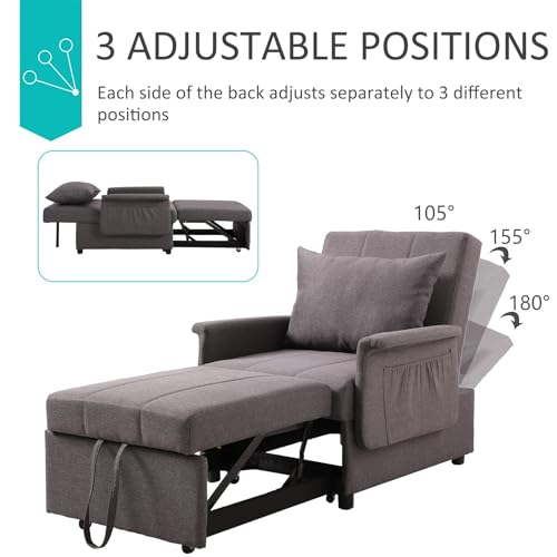 Convertible Sleeper Chair Bed with Adjustable Backrest and Pillow F493780