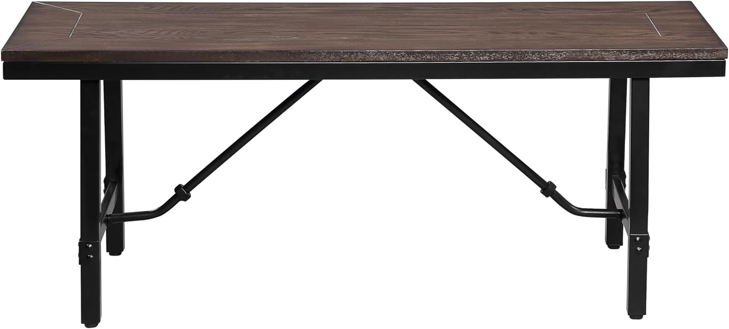Oak and Black Rectangle Bench S128