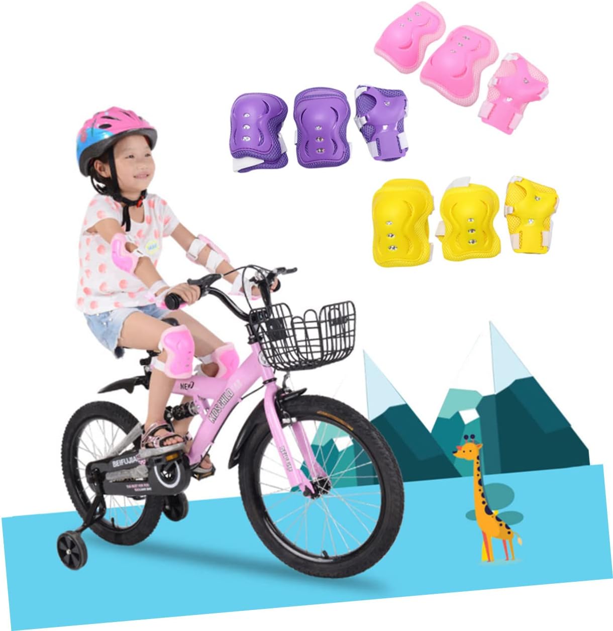 18-Piece Kids Knee & Elbow Pads Set with Wrist Guards for Cycling and Roller Skating L1224