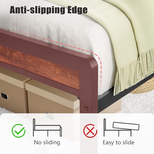 Vintage Brown Bed Frame with LED Light and Charging Station G33947