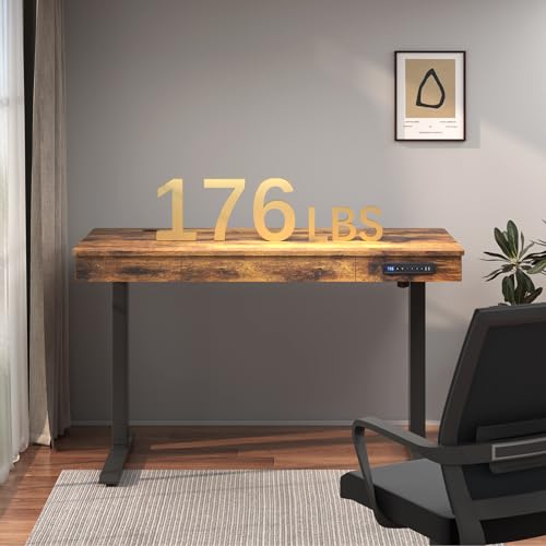 Height Adjustable Electric Standing Desk 48 x 24 Inches Sit Stand Desk Wood Workstation for Home Office J60263