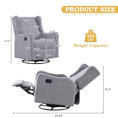Upholstered Swivel Rocking Recliner Chair for Living Room E3184