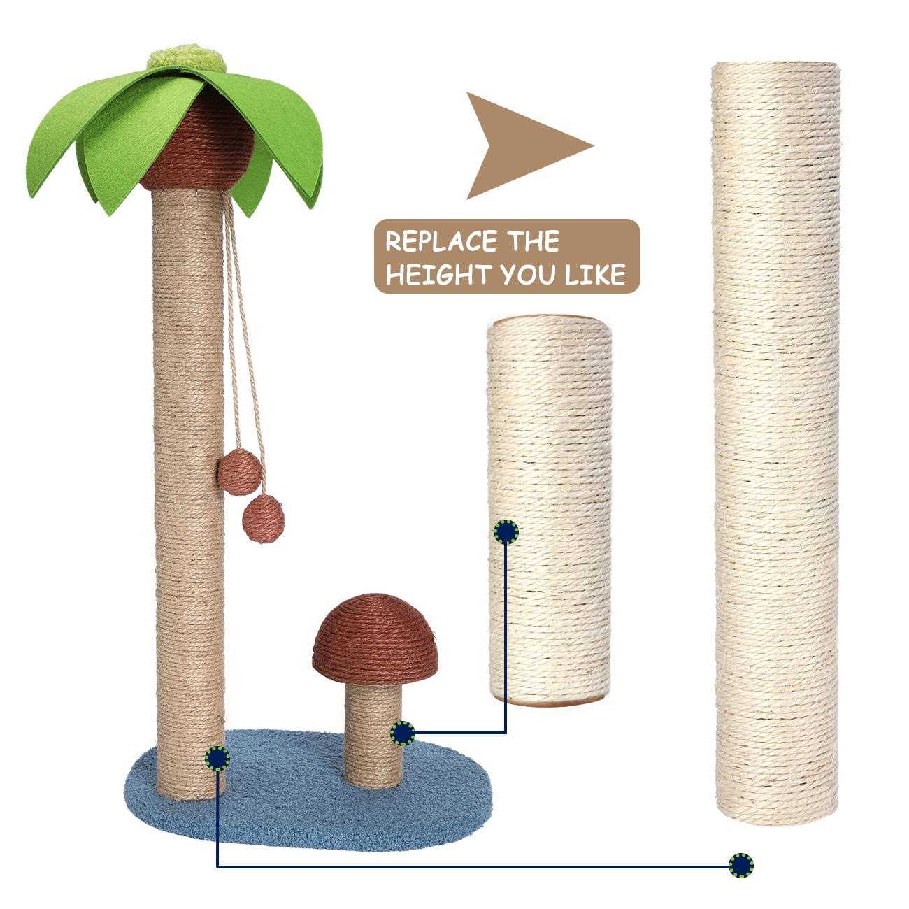 Cat Scratching Post Replacement 15.7" Natural Sisal Rope Refill for Indoor Kittens V216