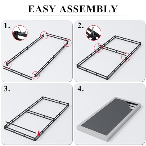 Full Size Metal Box Spring for Bed, Heavy Duty Mattress Foundation F782