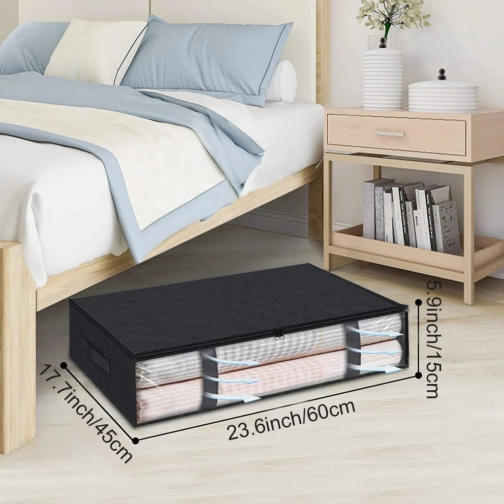 Under Bed Storage Bags with Clear Window and Handles, 4-Pack, Black H390065