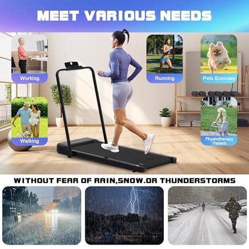 Under Desk Walking Pad Treadmill, 3 in 1 Portable Mini Treadmill for Home and Office, 265 lb Capacity with Remote Control and LED Display U472