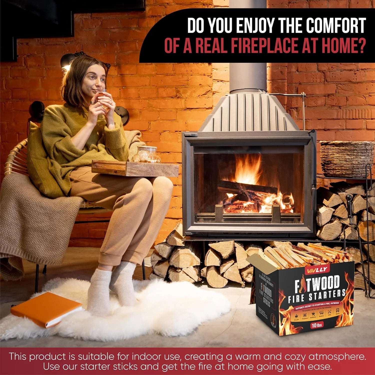 Fatwood Fire Starter Sticks for Fireplace, Campfire, Stove & Grill U580