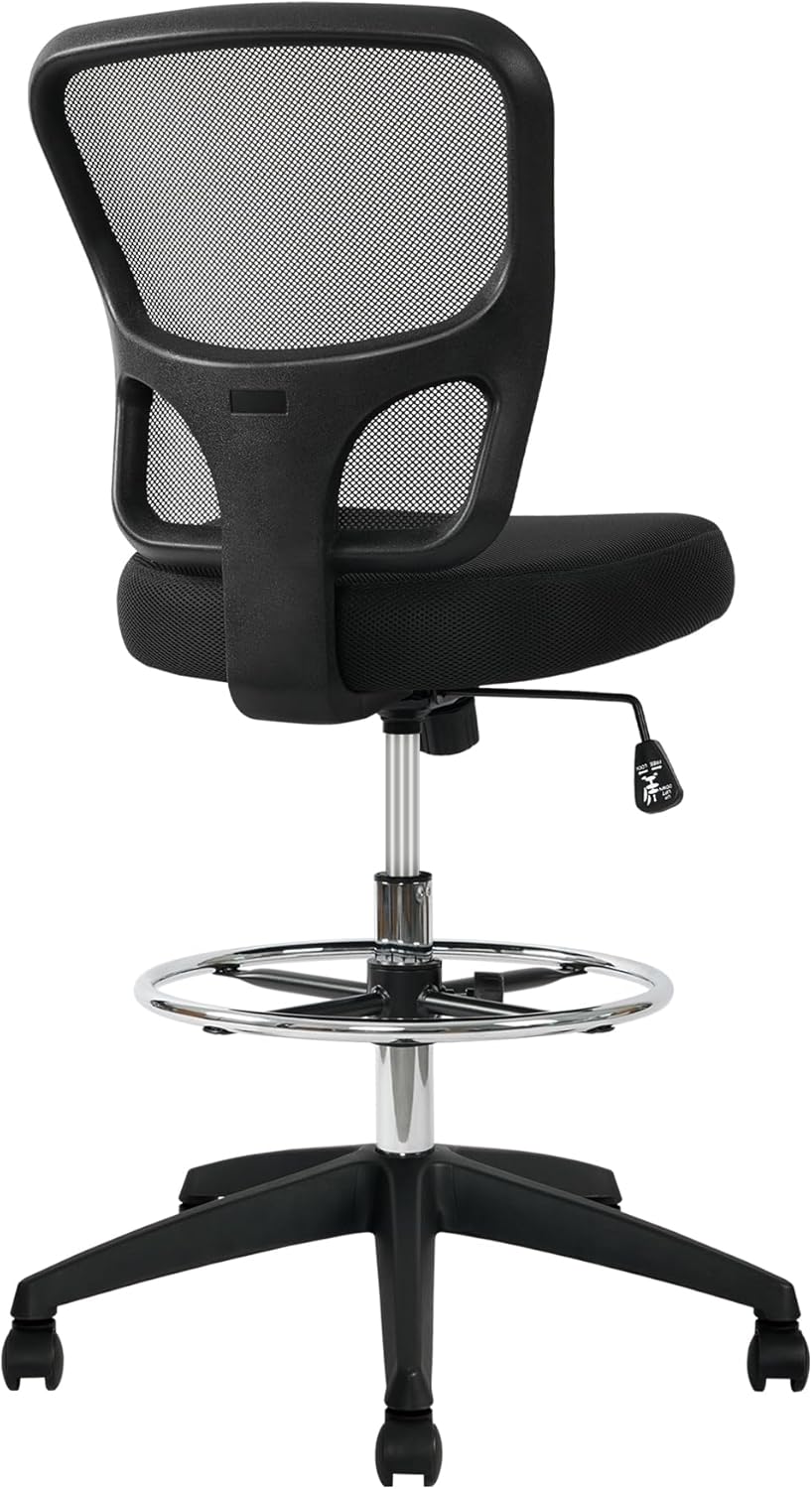 HYLONE Drafting Chairs Adjustable Height Stool Chair Armless Tall Office Chair High Back Ergonomic Office Chair Standing Desk Chair Armless Office Desk Chairs Drafting Swivel Chair with Footrest