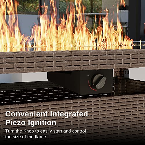44" Propane Fire Pit Table, 60,000 BTU Gas Fire Table with Aluminum Frame and Tempered Glass Top J82154