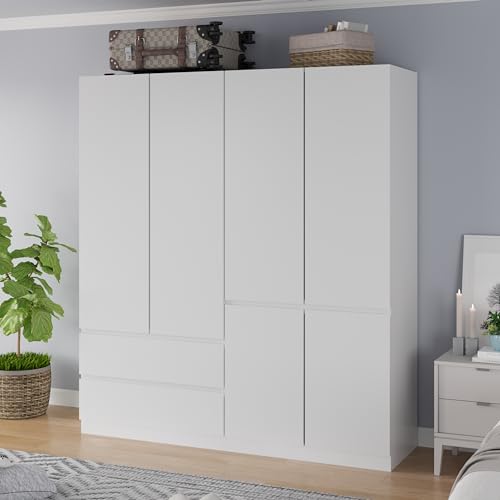 White Wardrobe Closet with Drawers and Doors U924913