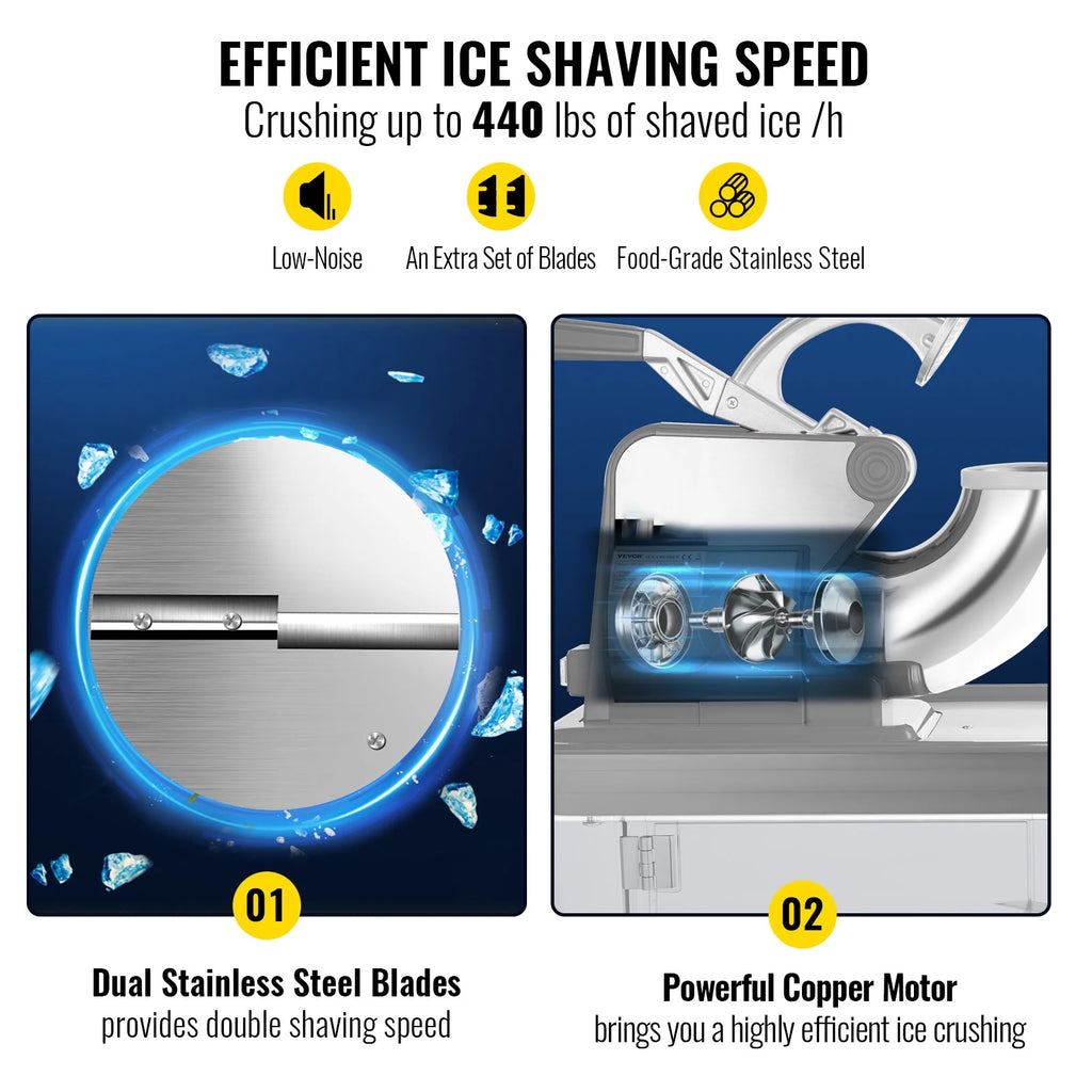 Commercial Ice Crusher, Snow Cone Machine 180 kg/H O9254