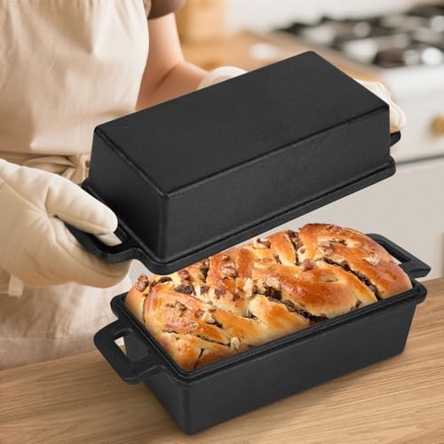 Cast Iron Loaf Pan with Lid, 2-Piece Set for Bread and Cake Y95418