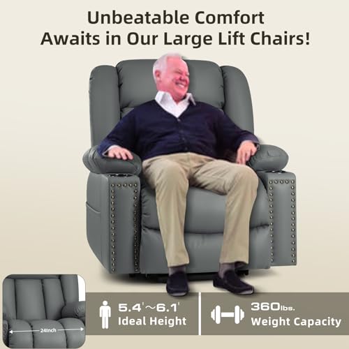 Power Lift Recliners for Elderly with Heat and Massage, Set of 2, 3 Position, Leather, USB Ports Y72935