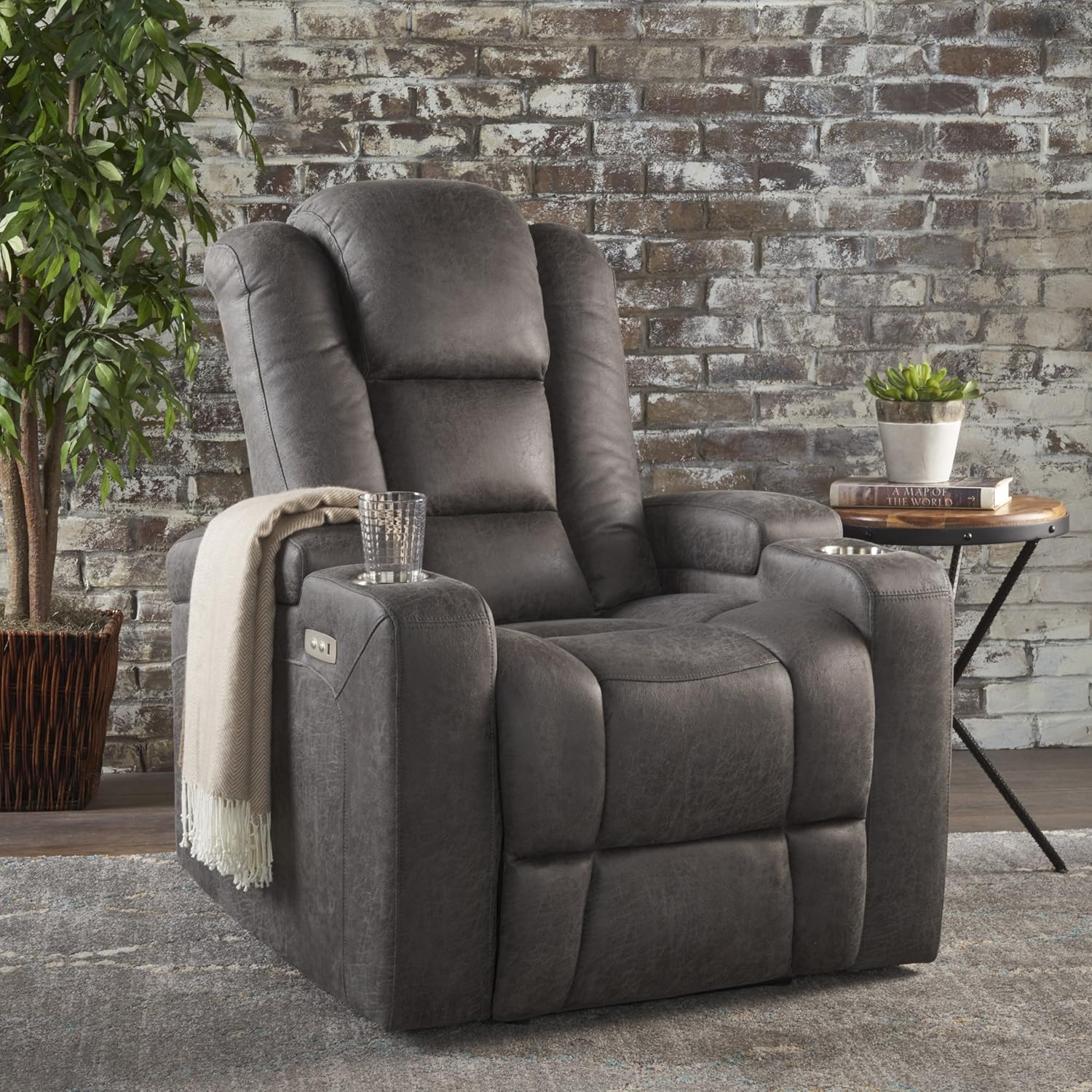 Power Recliner Chair with USB Port and Cup Holders N798234