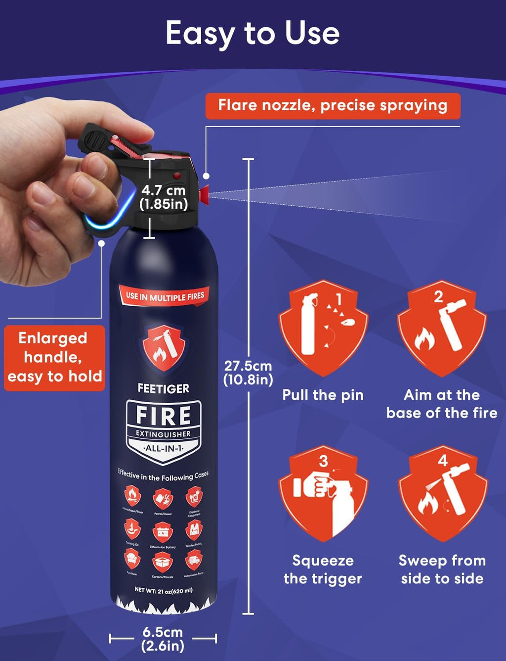 Fire Extinguisher Spray for Home, Kitchen, Car, Garage, 2-Pack R3621
