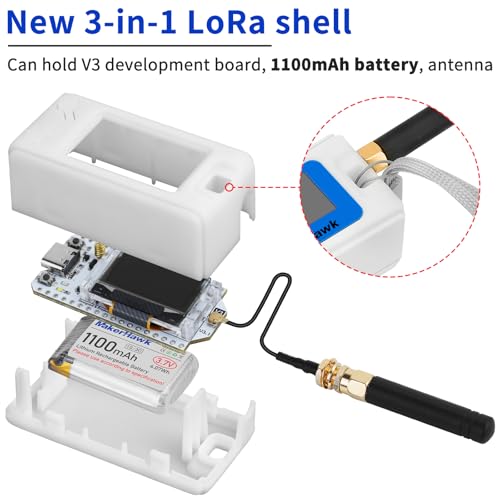 ESP32 LoRa V3 Development Board with 915MHz Antenna and 1100mAh Battery Case Set A534611