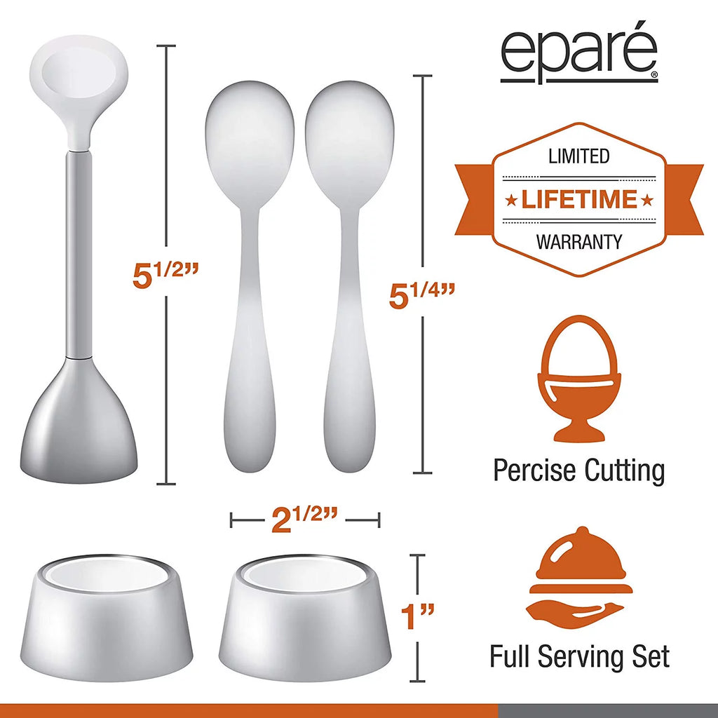 Egg Cracker Topper Set with Egg Cups, Cutter and Spoons J8726