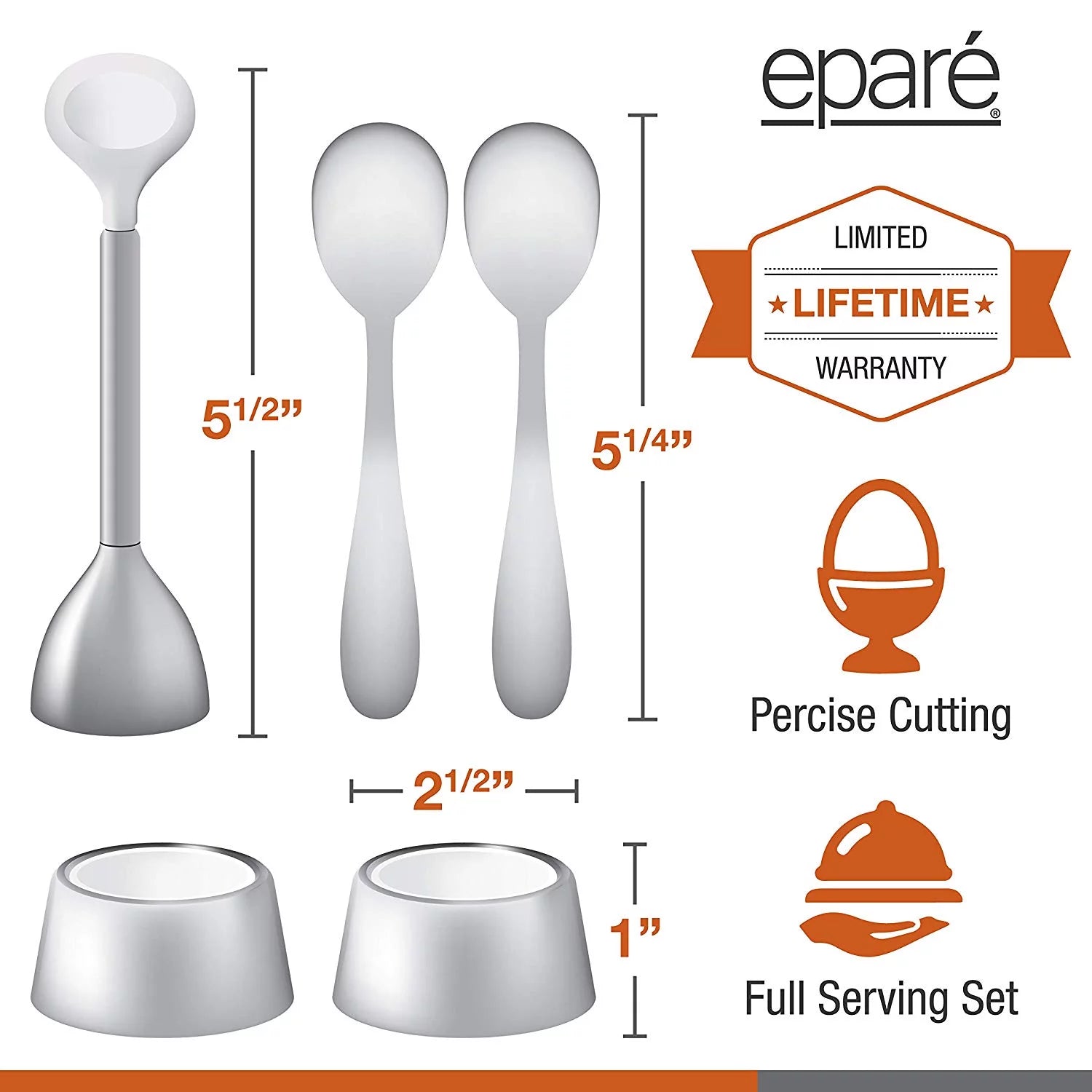 Egg Cracker Topper Set with Egg Cups, Cutter and Spoons J8726