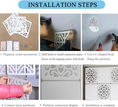 Hollow Out Carving Privacy Screen Panel, Folding Decorative Wall Partition T783370