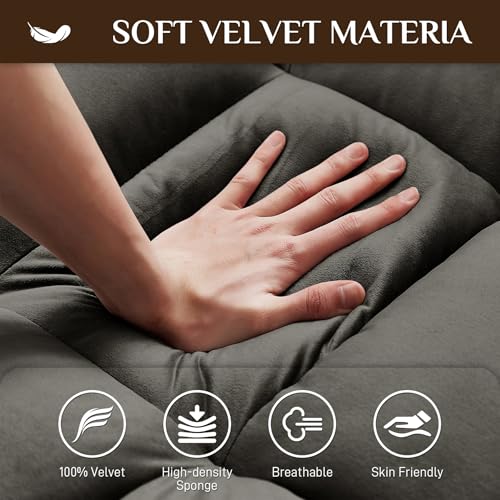 Convertible Sleeper Sofa with Pullout Bed, USB Port, Black Velvet O177