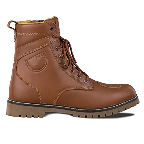 Motorcycle Boots for Men - Reinforced Leather Biker Boots with Side Zipper, Ankle Support, Anti-Slip Sole Z603415