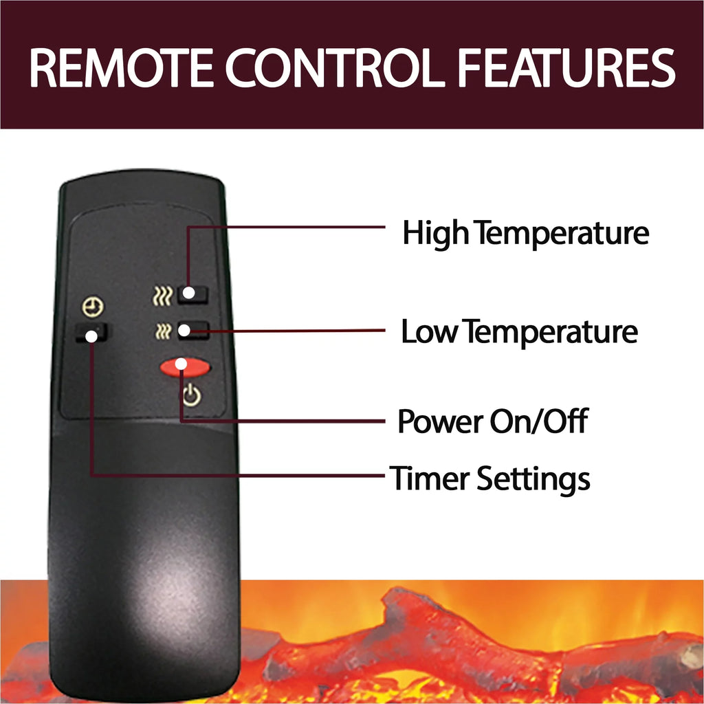 27-In. Freestanding Electric Fireplace Heater with Remote Control and Timer H2475