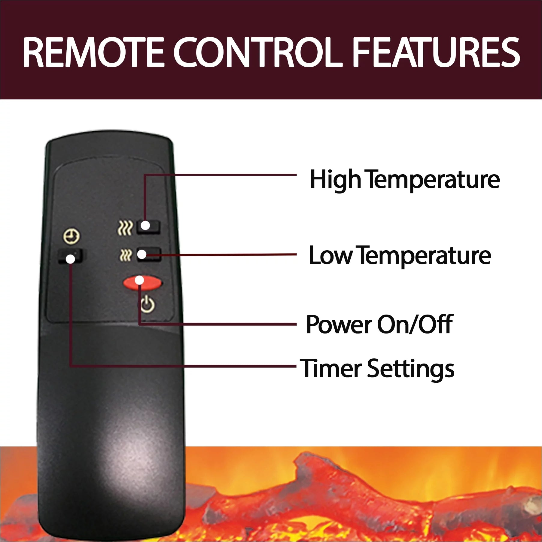 27-In. Freestanding Electric Fireplace Heater with Remote Control and Timer H2475