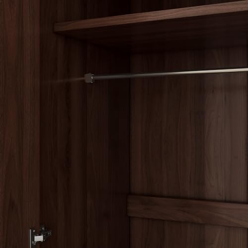 Wooden 2-Door Wardrobe with Shelves and Hanging Rail W9887