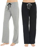 U2SKIIN 2 Pack Pajama Pants for Women, Womens Soft Lounge Lightweight Sleep Pj Bottoms, (Black/Light Grey Mel, L)