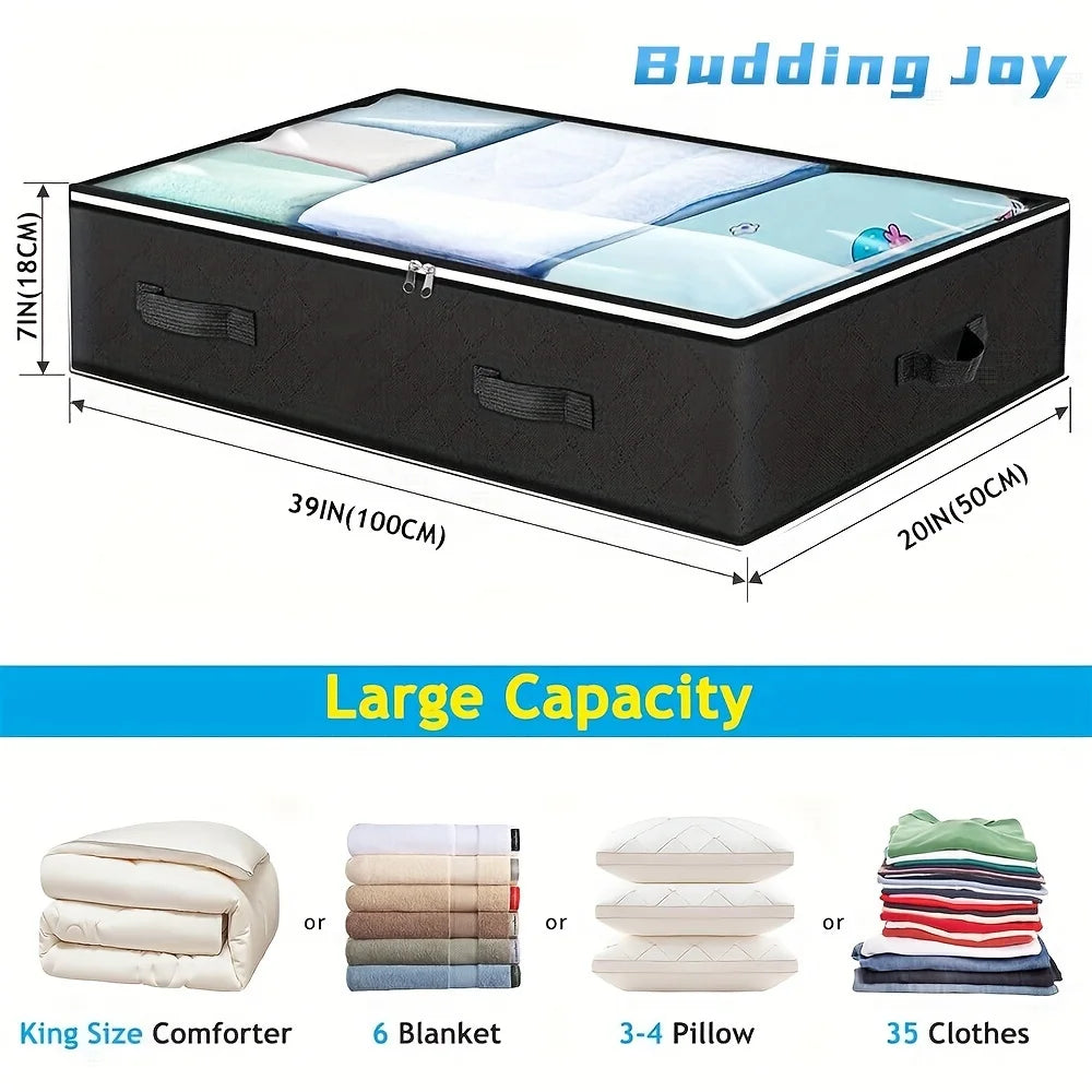 Under Bed Storage Containers 4 Pack Foldable Fabric Bins with Clear Window M4978