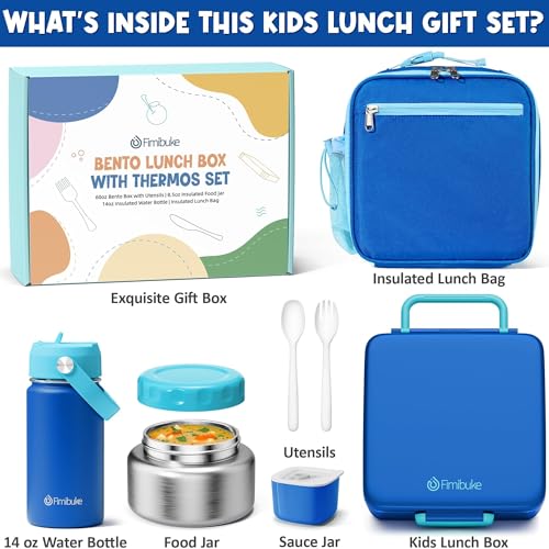 Bento Box for Kids Adults - Leakproof 3 Compartments Lunch Set with Thermos, Water Bottle, Lunch Bag & Cutlery C614861