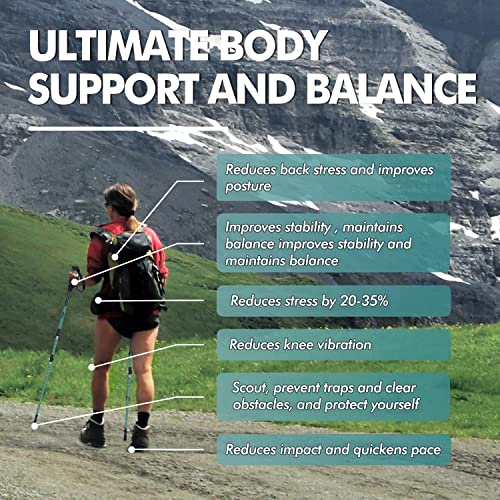 Adjustable Trekking Poles with Quick Flip Lock, Lightweight Cork Grips M598919