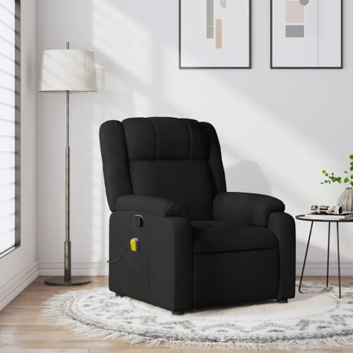 Massage Recliner Chair Black Fabric,Massage Recliner Chair with 6Point Vibration Massage for Ultimate Comfort and Relaxation Living Room Armchairs, Recliners & Sleeper Chairs