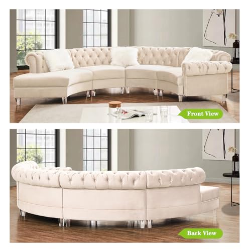 Curved Modular Semi Circular Sofa Sectional, Cream R85959
