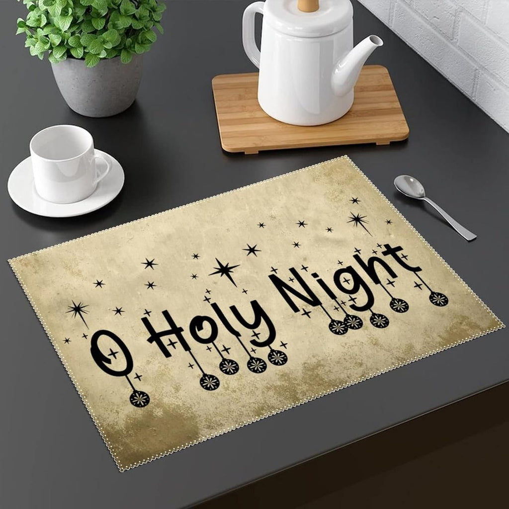 Christmas Placemats for Dining Table 6 PCS, Wipeable Non-Slip Heat-Resistant B279