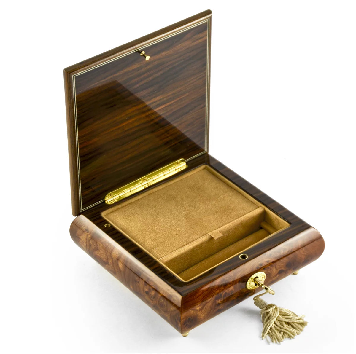Floral Inlay Music Box with Lock and Key D519