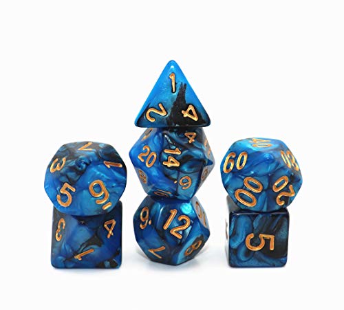 Teal White 7-Die RPG Dice Set for Dungeons and Dragons B5748