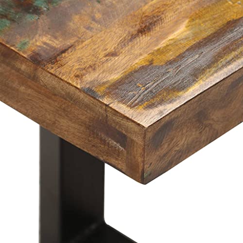 Solid Reclaimed Wood & Steel Bench - Industrial Style Indoor/Outdoor Seat F3473