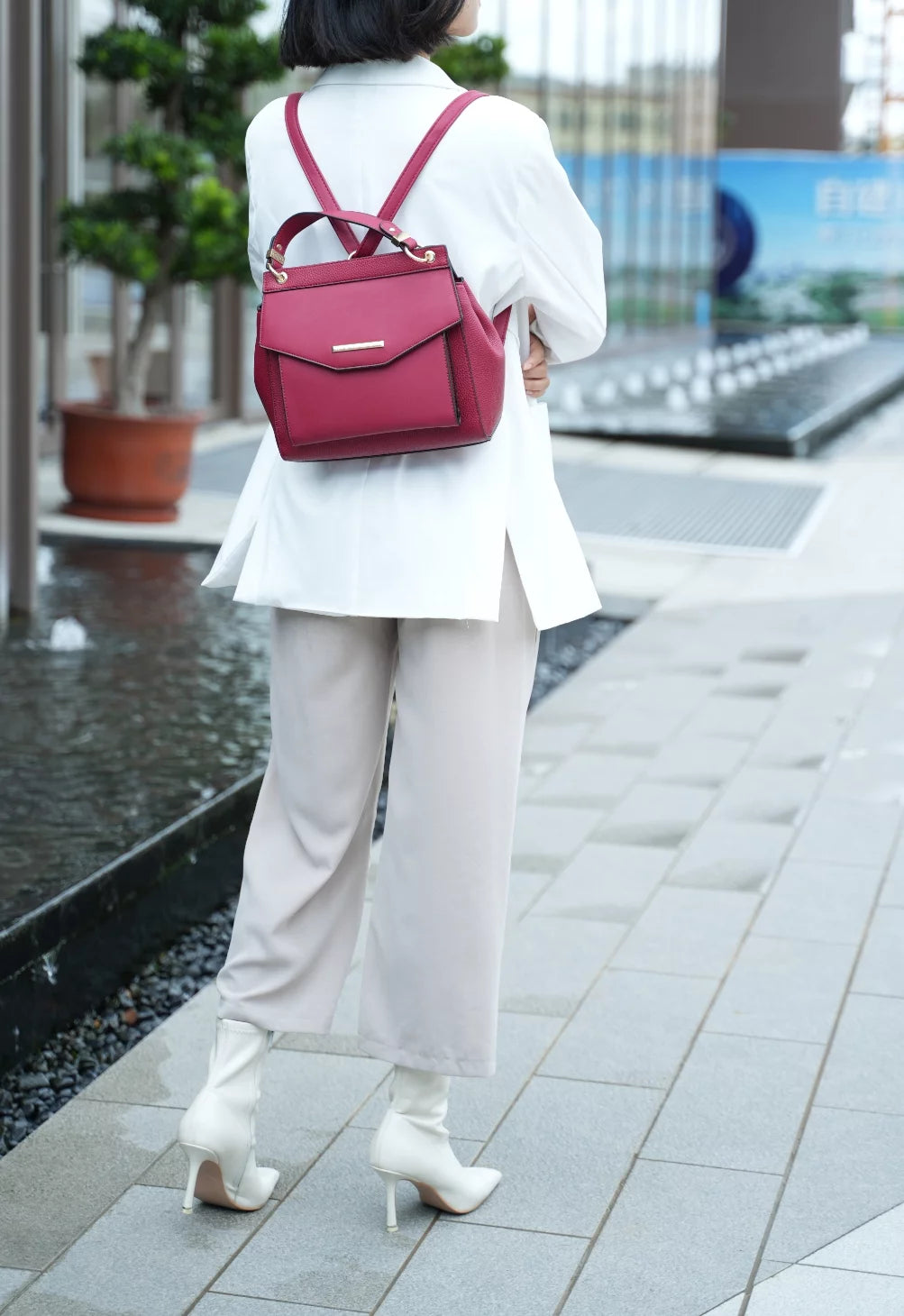 Vegan Leather Women's 3-in-1 Satchel Backpack Crossbody O301107