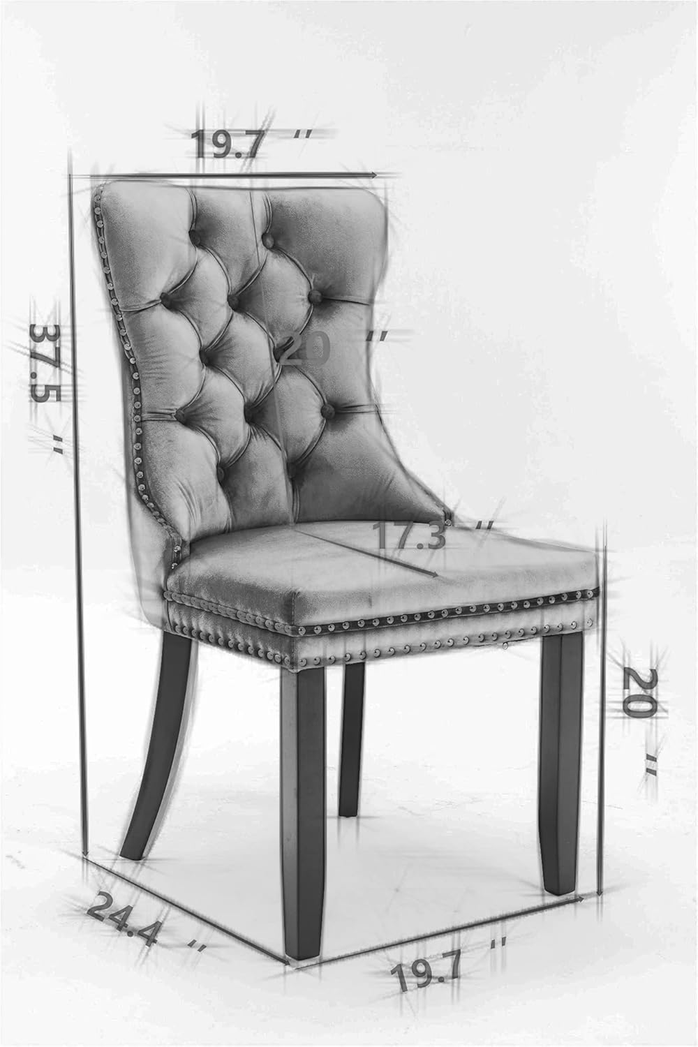 Tufted Velvet Upholstered Dining Chair with Wood Legs, 2-Piece Set, Beige X389