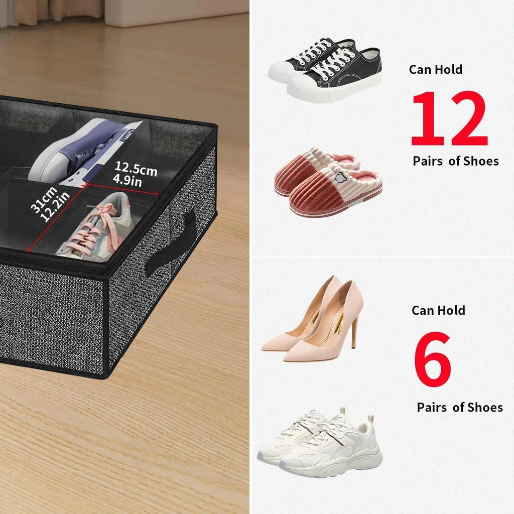 Under Bed Shoe Storage Organizer with Clear Window, Foldable O7276