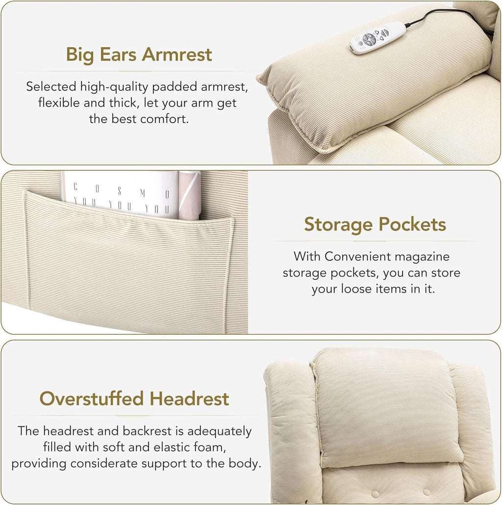 Power Lift Massage Recliner Chair - Beige B692
