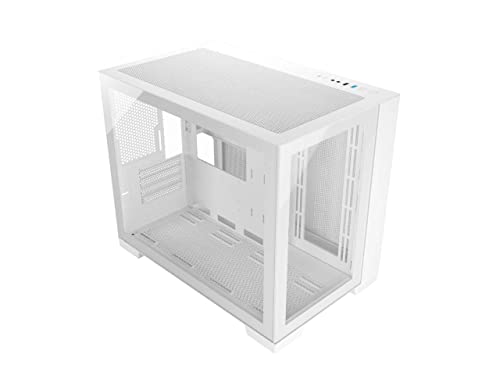 Micro ATX Mini-ITX Tower PC Case White with Dual Tempered Glass and 3x12cm ARGB Fans U3029