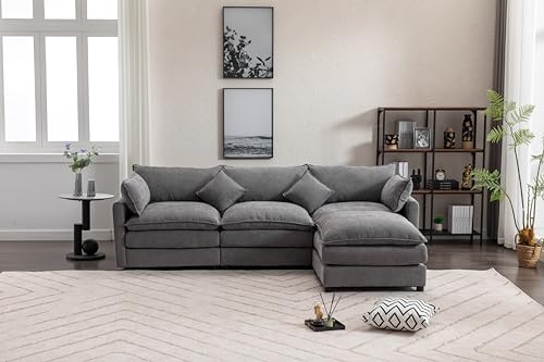 110.63" Modular Sectional Sofa, U Shaped Sofa Couch with Double Chaises 4 Pillows, High Supportive & Soft Sponges, Oversized Sleeper Sectionals Sofa Couch for Living Room, Apartment Beige