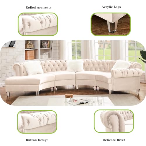 Curved Modular Semi Circular Sofa Sectional, Cream R85959